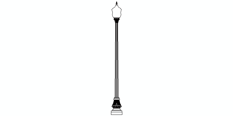 Traditional Design Street Lamp, Front Elevation View